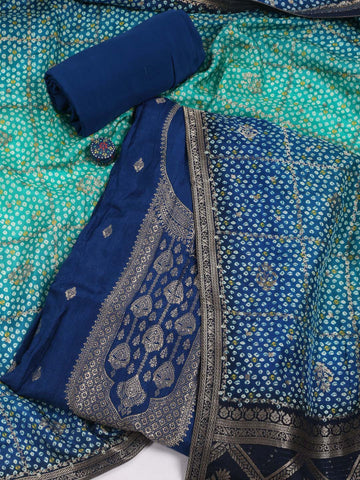 Woven Handloom Unstitched Suit Piece With Dupatta