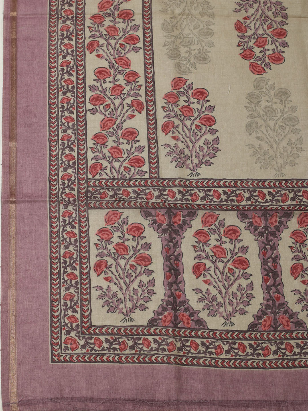 Printed Chanderi Unstitched Suit With Pant &amp; Dupatta