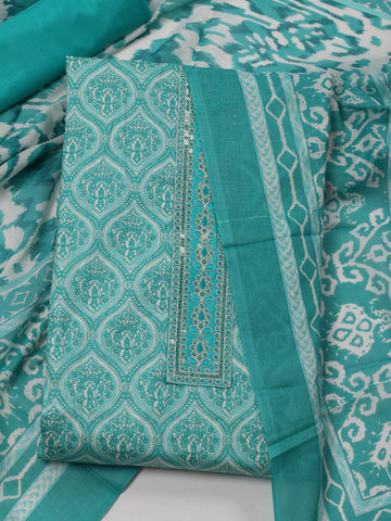 Printed Cotton Unstitched Suit Piece With Dupatta