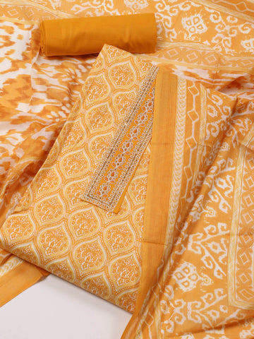 Printed Cotton Unstitched Suit Piece With Dupatta