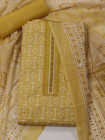 Printed Cotton Unstitched Suit Piece With Dupatta