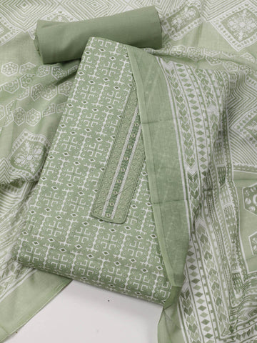 Printed Cotton Unstitched Suit Piece With Dupatta