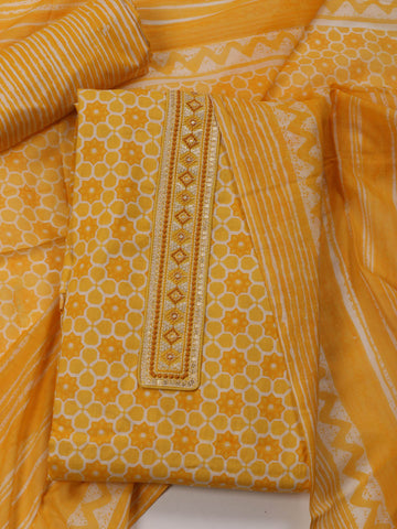 Printed Cotton Unstitched Suit Piece With Dupatta