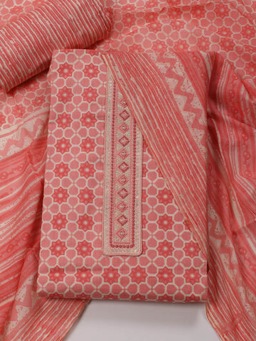 Printed Cotton Unstitched Suit Piece With Dupatta