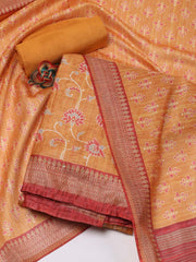 Printed Chanderi Unstitched Suit Piece With Dupatta