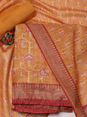 Printed Chanderi Unstitched Suit Piece With Dupatta