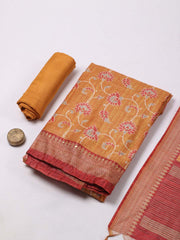 Printed Chanderi Unstitched Suit Piece With Dupatta