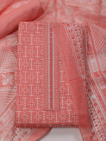 Printed Cotton Unstitched Suit Piece With Dupatta