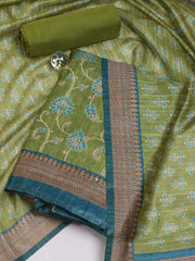 Printed Chanderi Unstitched Suit Piece With Dupatta