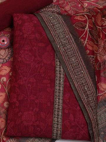 Kantha Digital Printed Chanderi Unstitched Suit Piece With Dupatta