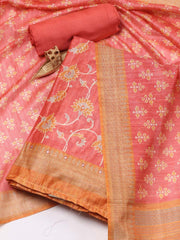 Printed Chanderi Unstitched Suit Piece With Dupatta