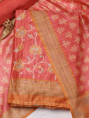 Printed Chanderi Unstitched Suit Piece With Dupatta