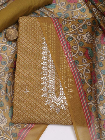 Gota Patti Printed Chanderi Unstitched Suit Piece With Dupatta