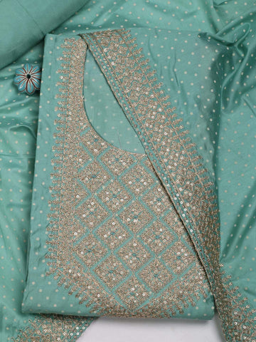 Sequence Printed Chanderi Unstitched Suit Piece With Dupatta