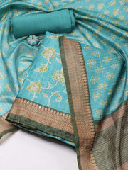 Printed Chanderi Unstitched Suit Piece With Dupatta