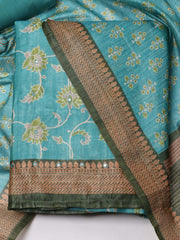 Printed Chanderi Unstitched Suit Piece With Dupatta