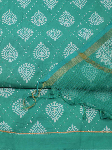 Block Print Cotton Unstitched Suit Piece With Dupatta