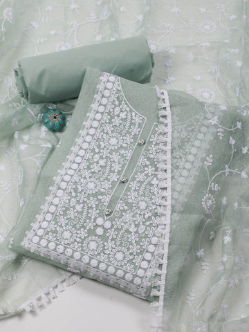 Embroidery Cotton Unstitched Suit Piece With Dupatta