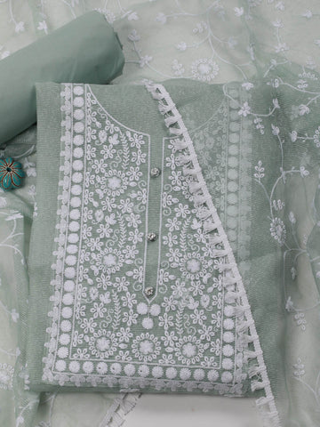 Embroidery Cotton Unstitched Suit Piece With Dupatta