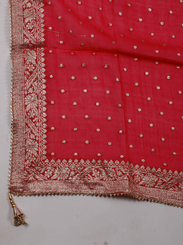 Neck Embroidery Chanderi Unstitched Suit Piece With Dupatta