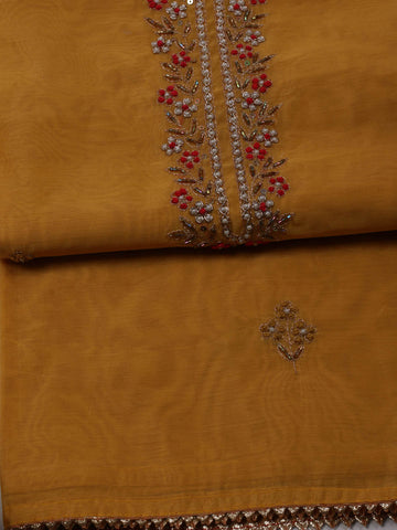 Neck Embroidery Chanderi Unstitched Suit Piece With Dupatta