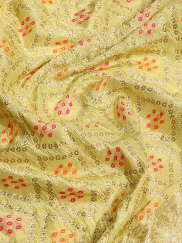 Neck Embroidered Chanderi Unstitched Suit Piece With Dupatta