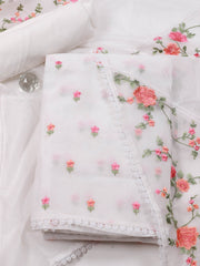 Floral Embroidery Cotton Unstitched Suit Piece With Dupatta