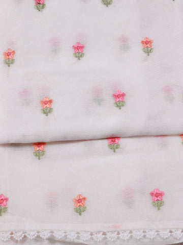 Floral Embroidery Cotton Unstitched Suit Piece With Dupatta
