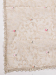 Resham Floral Embroidery Cotton Unstitched Suit Piece With Dupatta
