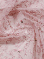 Resham Floral Embroidery Cotton Unstitched Suit Piece With Dupatta