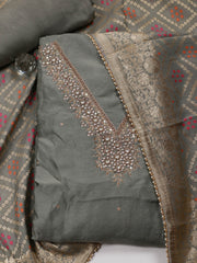 Neck Embroidered Handloom Unstitched Suit Piece With Dupatta