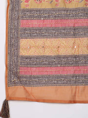 Kantha Print Chanderi Unstitched Suit Piece With Dupatta