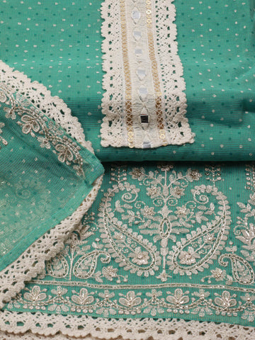 Paisley Embroidery Cotton Unstitched Suit Piece With Dupatta