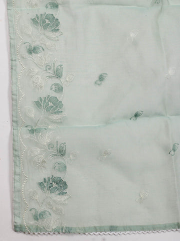 Floral Embroidery Cotton Unstitched Suit Piece With Dupatta