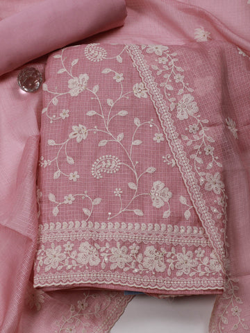 Floral Embroidery Cotton Unstitched Suit Piece With Dupatta