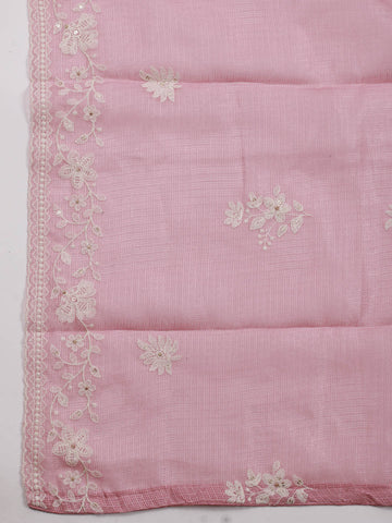 Floral Embroidery Cotton Unstitched Suit Piece With Dupatta