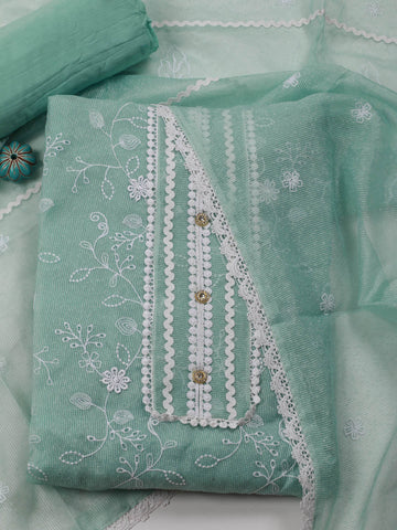 Embroidery Cotton Unstitched Suit Piece With Dupatta