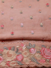 Resham Floral Embroidery Cotton Unstitched Suit Piece With Dupatta