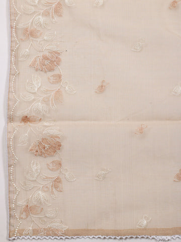 Floral Embroidery Cotton Unstitched Suit Piece With Dupatta