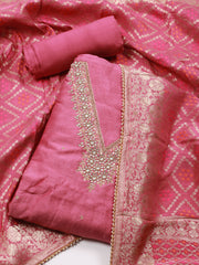 Neck Embroidered Handloom Unstitched Suit Piece With Dupatta