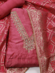 Neck Embroidered Handloom Unstitched Suit Piece With Dupatta