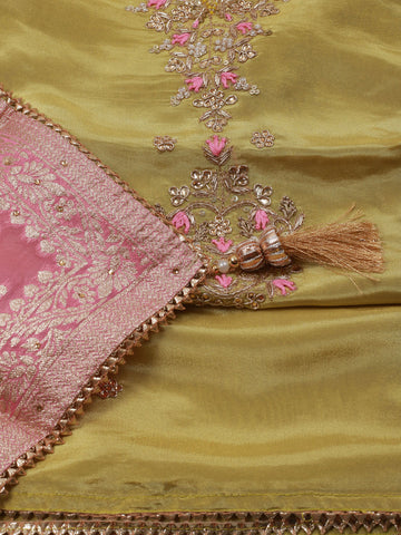 Embroidery Chanderi Unstitched Suit Piece With Dupatta