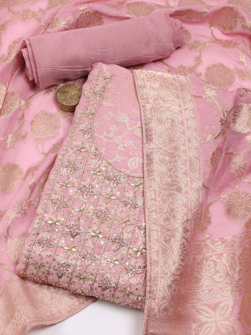 Woven Chanderi Unstitched Suit Dress Material