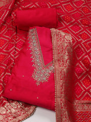 Neck Embroidered Handloom Unstitched Suit Piece With Dupatta