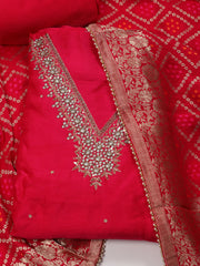 Neck Embroidered Handloom Unstitched Suit Piece With Dupatta