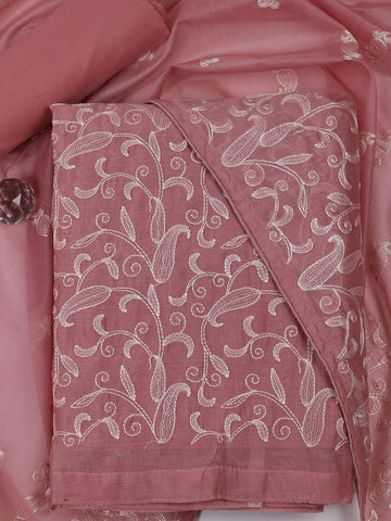 Embroidered Chanderi Unstitched Suit Piece With Dupatta