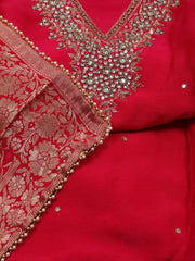 Neck Embroidered Handloom Unstitched Suit Piece With Dupatta