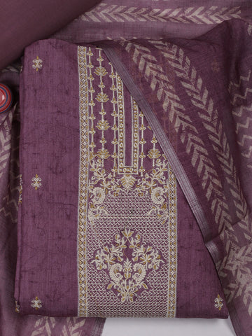 Neck Embroidered Cotton Unstitched Suit Piece With Dupatta