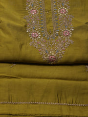 Neck Embroidery Chanderi Unstitched Suit Piece With Dupatta