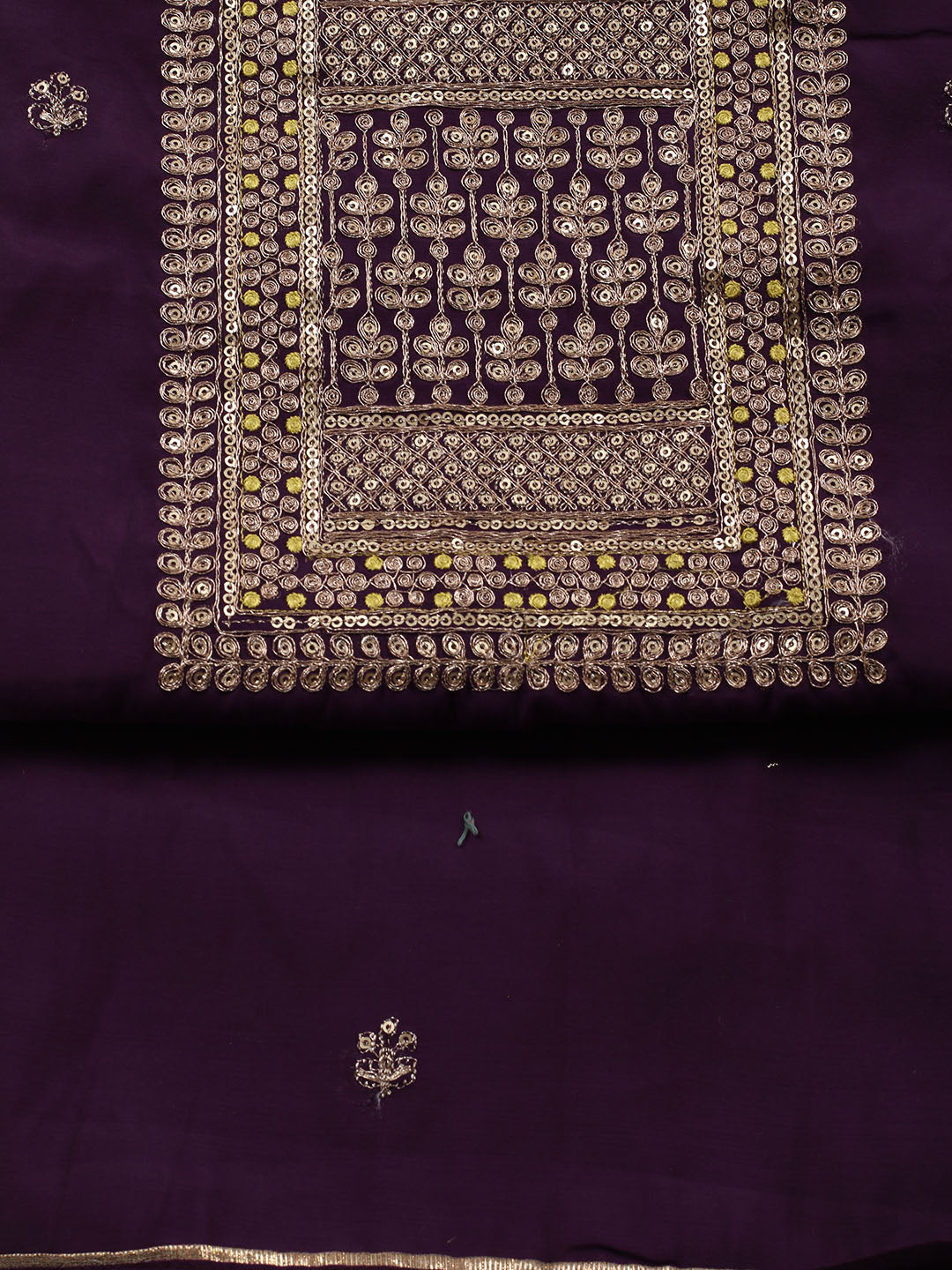 Neck Embroidered Chanderi Unstitched Suit Piece With Dupatta